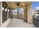 Inviting patio with ceiling fan and views of the community at 7601 E Indian Bend Rd # 2056, Scottsdale, AZ 85250