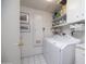 Bright laundry room with ample shelving, washer, and dryer at 2323 N Central Ave # Ph-C, Phoenix, AZ 85004
