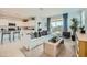 Open-concept living room featuring a view to the kitchen, neutral colors and a sliding glass door to outside at 24973 N 174Th Ave, Surprise, AZ 85387