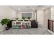 Comfortable loft featuring plush carpet, a modern sofa, a large screen, and decorative shelving at 2926 W Thorn Tree Dr, Phoenix, AZ 85085