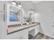 Modern bathroom featuring double sinks, quartz countertops, and updated fixtures at 446 W Sereno Dr, Gilbert, AZ 85233