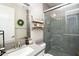 Bathroom featuring sleek glass enclosed shower and modern fixtures and finishes at 20906 E Macaw Dr, Queen Creek, AZ 85142
