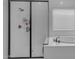Modern bathroom featuring a glass shower and soaking tub with sleek, black fixtures at 3502 E Hazeltine Way, Queen Creek, AZ 85142