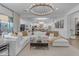 Bright and airy living room with modern decor, a large white sectional, and an open view to the dining area and kitchen at 3502 E Hazeltine Way, Queen Creek, AZ 85142