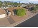Aerial shot shows the property's location, roof, landscaping, and street view at 445 S Omaha --, Mesa, AZ 85206