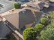 An aerial view displays the property's layout, including landscaping, patio, and proximity to neighboring houses at 445 S Omaha --, Mesa, AZ 85206