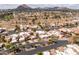 Scenic aerial view of a desert community with mountain backdrop and lush green spaces at 8100 E Camelback Rd # 138, Scottsdale, AZ 85251