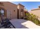 Private balcony offering outdoor seating, a desert view, and an outdoor living space at 8100 E Camelback Rd # 138, Scottsdale, AZ 85251