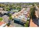 This aerial showcases the community's well-maintained streets, lush landscaping, and a tennis court at 2910 E Avenida Olivos --, Phoenix, AZ 85016