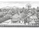 Black and white sketch of a home featuring palm trees and green landscaping at 7801 N 4Th Pl, Phoenix, AZ 85020