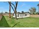 Well-maintained backyard featuring a lush green lawn and mature trees providing shade at 7801 N 4Th Pl, Phoenix, AZ 85020