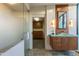 Modern bathroom with glass shower and frosted glass for privacy at 8724 N 68Th St, Paradise Valley, AZ 85253