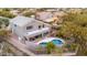 Aerial view of a private backyard featuring a pool, patio, and mature landscaping for outdoor enjoyment at 4801 E Quien Sabe Way, Cave Creek, AZ 85331