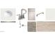 A selection of modern bathroom finishes, including vanity, faucet, hardware, and flooring at 9614 W Parkway Dr, Tolleson, AZ 85353