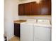 Laundry room featuring white washer and dryer units with dark wood cabinets above at 25879 W Elizabeth Ave, Buckeye, AZ 85326