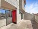 Enclosed patio perfect for outdoor seating and relaxing, featuring red front door at 2121 S Pennington -- # 58, Mesa, AZ 85202