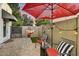 Cozy backyard patio area with lounge seating, string lights, and a privacy fence at 31 E Bishop Dr, Tempe, AZ 85282
