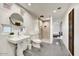 Modern bathroom featuring stylish fixtures, walk-in shower, and contemporary design at 31 E Bishop Dr, Tempe, AZ 85282