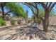 Seating area in private backyard with lush greenery and shade, great for outdoor living at 7544 E Sierra Morena Cir, Mesa, AZ 85207