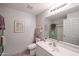 This bathroom features a single sink, decor, and a mirror at 19700 N 76Th St # 1124, Scottsdale, AZ 85255