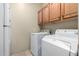 Well-equipped laundry room featuring modern washer, dryer, and ample cabinet space for convenient storage solutions at 3285 E Phelps St, Gilbert, AZ 85295