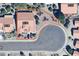 Aerial view of desert property on a cul-de-sac features well maintained landscaping at 9130 W Rimrock Dr, Peoria, AZ 85382
