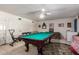 Spacious game room featuring a pool table, tiled floor, and ceiling fan at 9736 E Sleepy Hollow Trl, Gold Canyon, AZ 85118
