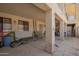 Spacious covered patio area with furniture and storage at 9736 E Sleepy Hollow Trl, Gold Canyon, AZ 85118