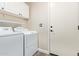 Functional laundry room with washer, dryer, and a white door at 1333 E Rockledge Rd, Phoenix, AZ 85048