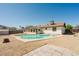 Backyard pool area with desert landscaping, block privacy fence and view of mature shade trees at 13425 N 16Th Ave, Phoenix, AZ 85029