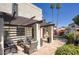 Inviting outdoor patio featuring a pergola, comfortable seating, and lush landscaping at 1803 E Hayward Ave # 1, Phoenix, AZ 85020