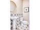 Stylish powder room featuring a pedestal sink, elegant star pattern wall tiles and modern fixtures at 14455 N Adero Canyon Dr, Fountain Hills, AZ 85268