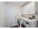 This well-equipped laundry room provides modern white cabinetry, countertop space, and washer/dryer hookups at 4402 E Montecito Ave, Phoenix, AZ 85018