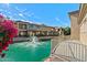 Beautiful water feature and landscaping between condo buildings in the Bridges at Ocotillo Community at 705 W Queen Creek Rd # 1201, Chandler, AZ 85248