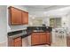 A kitchen features wood cabinets, dark countertops, stainless steel dishwasher, and a pass-through to an eating area at 20512 N 260Th Ln, Buckeye, AZ 85396