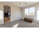 Dining room with natural light, carpeted floor, and a view into the living room at 3524 E Derringer Way, Gilbert, AZ 85297