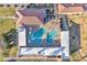 Aerial of community pool featuring shaded seating and spa surrounded by desert landscaping at 4720 E Flossmoor Cir, Mesa, AZ 85206