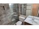 Updated bathroom featuring a glass shower, and modern fixtures at 5518 E Lindstrom Ln # 1034, Mesa, AZ 85215