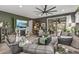 Comfortable living room featuring a fireplace, TV, and a sliding glass door leading to an outdoor space at 5831 N 196Th Ln, Litchfield Park, AZ 85340