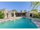 Resort-style backyard featuring a sparkling pool, modern architecture, and lush landscaping for ultimate relaxation at 7278 E Echo Ln, Scottsdale, AZ 85258