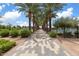 Stunning community pool area with a paved path lined with palm trees on a beautiful day at 9743 E Torino Ave, Mesa, AZ 85212