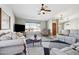 Comfortable living room with neutral tones, ample seating, and a ceiling fan at 4846 S Rimrock Loop, Gold Canyon, AZ 85118