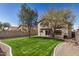 View of the backyard with nice green grass and two trees at 5313 W Jessica Ln Ln, Laveen, AZ 85339