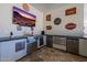 Outdoor stainless steel kitchen complete with bar sink, beverage fridges, and built in storage at 7482 S Mccormick Way, Queen Creek, AZ 85142