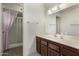 This bathroom features a single sink vanity and shower at 980 Leisure World --, Mesa, AZ 85206