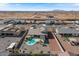 A bird's eye view of a suburban home with a backyard pool and desert landscape at 10256 W Appaloosa Trl, Casa Grande, AZ 85194