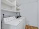 Bright laundry room with upper shelving and washer/dryer hookups at 1324 W 15Th St, Tempe, AZ 85281