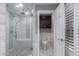 Modern bathroom featuring a glass shower with dual showerheads and marble countertops at 7500 E Deer Valley Rd # 157, Scottsdale, AZ 85255