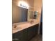 Bathroom featuring dual sinks, a large mirror, and a vanity with grey cabinets at 1717 W Pollack St, Phoenix, AZ 85041