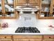 Close up view of the kitchen gas range and countertops, highlighting modern design elements at 6841 N 3Rd Pl, Phoenix, AZ 85012